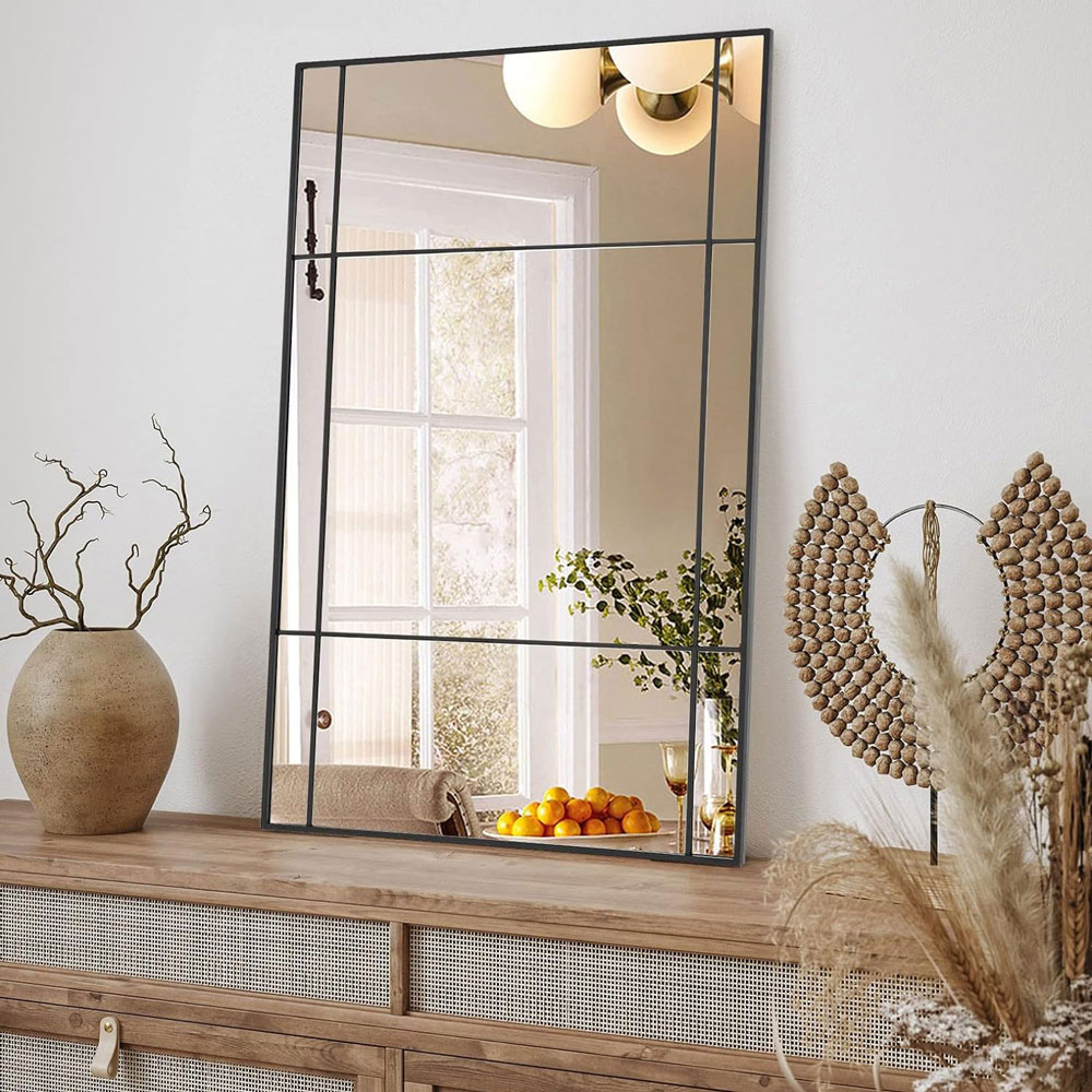 Black Wall Mirror Decorative Mirrors Farmhouse for Living Room Bedroom Entryway Bathroom Vanity