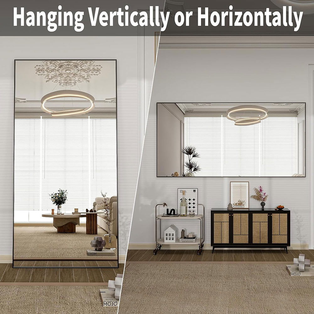 Full Length Mirror Wall Mirror Hanging or Leaning for Bedroom, Dressing Room, Schwarz 