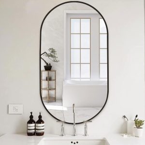 Oval Bathroom Mirror, Black Vanity Wall Mirror