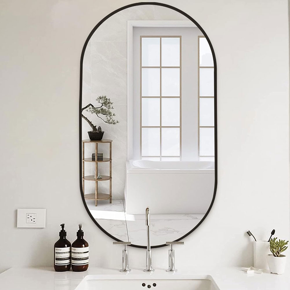 Oval Bathroom Mirror, Black Vanity Wall Mirror - By Shape - 1