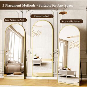 Nano Glass Floor Mirror Standing Floor Arch Mirrors Body Dressing Wall-Mounted Mirror for Living Room, Bedroom