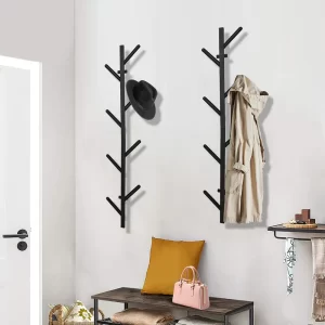 Black Coat Rack, Hat Rack, Tree Hooks, Metal Vertical Hooks for Living Room, Bedroom, Entryway