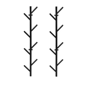 Coat Rack Wall Mount Set of 2, Black Metal Vertical Hat Rack for Wall, Floating Coat Racks